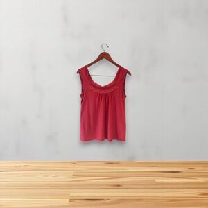 American Rag Shirt Women M Cottagecore Orange Sleeveless Boho Casual Tank